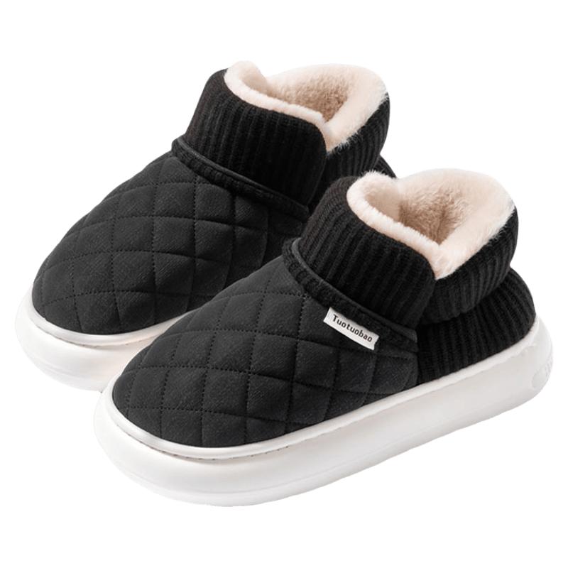 防水棉拖鞋男士冬季居家厚底加绒保暖防滑高帮棉鞋女冬可外穿雪地