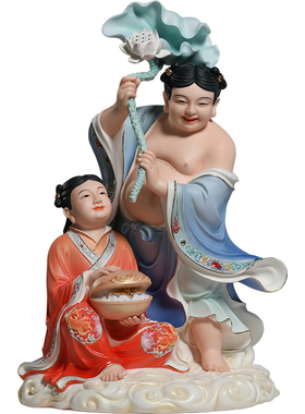 锵锵陶瓷12至16寸和合二圣神像