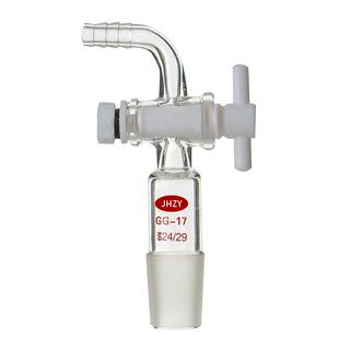 玻璃活塞抽气接头弯头具T形四氟三通二通抽气头接塞19/24/29口聚四氟乙烯活塞阀实验室弯接管塞导气管