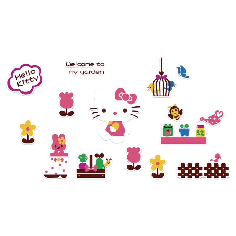 哈喽hellokitty猫墙面公主女孩宝卧室儿童房间布置装饰床头凯蒂画