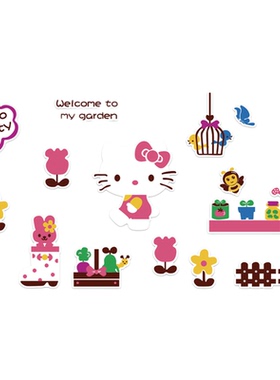 哈喽hellokitty猫墙面公主女孩宝卧室儿童房间布置装饰床头凯蒂画