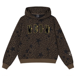 MEDM 个性满印豹纹迷彩休闲连帽卫衣秋冬季美式通勤男女加绒帽衫