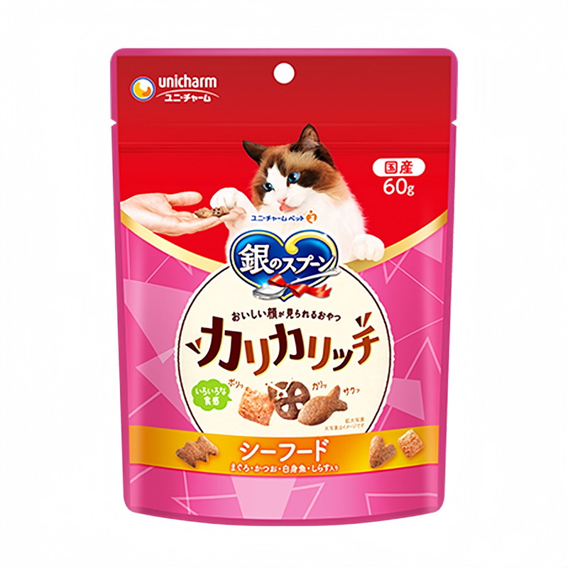 日本进口Unicharm尤妮佳银勺猫主食洁牙护齿饼干零食干粮松脆口感