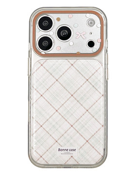 kaia 韩系ins简约英伦格纹蝴蝶结适用苹果17promax手机壳iphone16pro新款17女14pro创意15pro全包防摔手机套