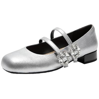 鞠婧祎同款MIO米奥玛丽珍鞋2026春季新款粗跟复古闪钻芭蕾鞋女鞋