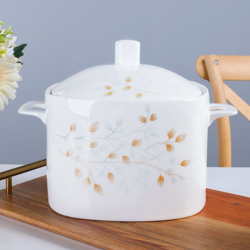 骨瓷汤盆家用汤锅大号汤碗带盖品锅景德镇陶瓷碗汤煲面碗微波炉