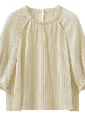 【商场同款】播26夏新品伊士曼醋纤衬衫女圆领衬衣BDT2HD1858