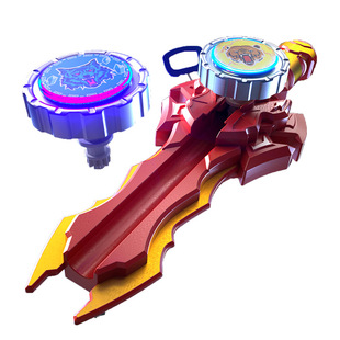 新款陀螺玩具魔幻儿童男孩宝剑发射旋转发光合金剑形战陀螺战斗盘