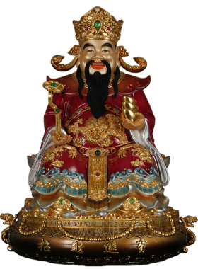 文财神黄铜招财聚财供奉摆件