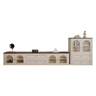 法式复古电视柜茶几组合小户型客厅收纳储物柜一体电视机落地边柜