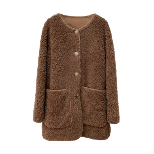 宽松大码韩版羊羔毛2025冬季新款中长款羊剪绒皮毛一体皮草外套女