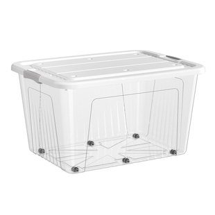 透明大容量衣物整理箱家用加厚文件储物箱玩具书籍宿舍带轮收纳箱