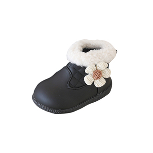 女宝宝冬季棉鞋1到3岁加绒保暖短靴女童公主靴子软底学步鞋