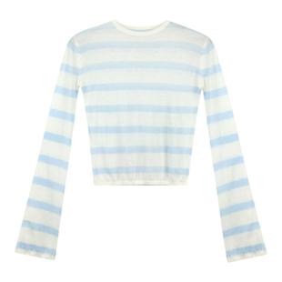 【明星同款】龙脸DRAGONFACE100%水溶羊毛条纹空调衫透肤罩衫