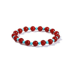 巨好看的红玛瑙绿松石手串珍珠手链女款2025新款叠戴轻奢小众精致