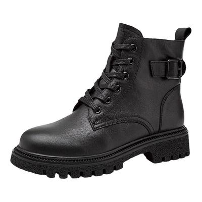 达芙妮爆款马丁靴厚底真皮短靴