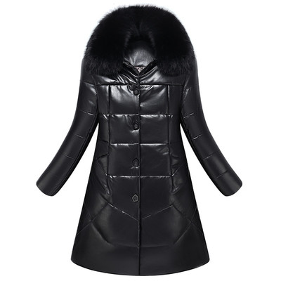 真皮皮衣修身妈妈装中长款毛领