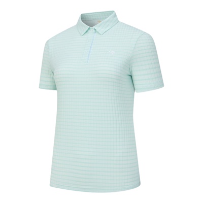 女士GOLF细格纹针织短袖POLO衫