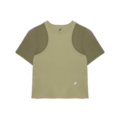 半圆女装[运动]2026夏季圆领宽松正肩解构设计接短袖t恤女上衣