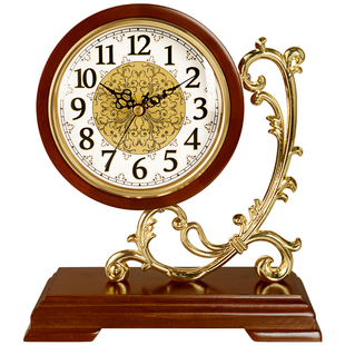 汉时欧式复古实木装饰座钟客厅古典高档时钟创意家用石英钟表D216