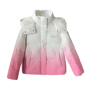 暖频道羽绒服女短款加厚时尚渐变色韩版宽松小个子保暖品牌冬外套