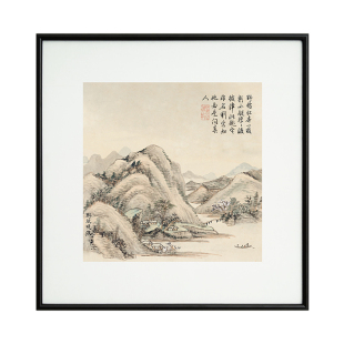 盈浩新中式书房装饰画《董诰山水画》名家作品挂画背景墙装饰壁画