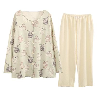 女泡泡纱可爱兔子大码睡衣套装