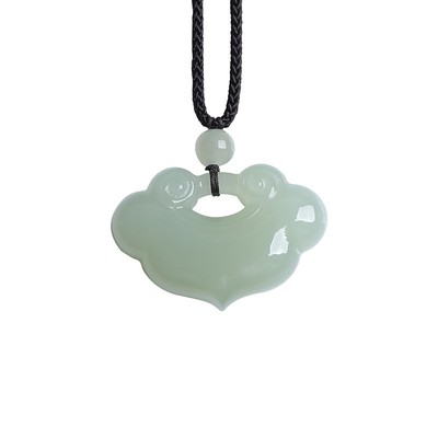 天然和田玉如意锁吊坠男女白玉