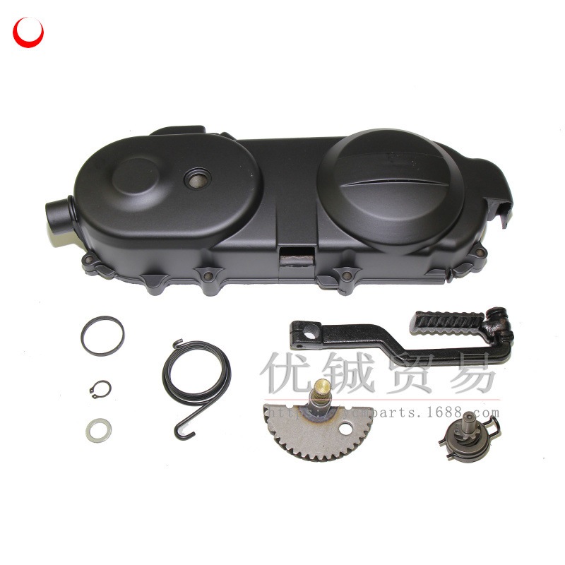 GY6 50 80侧盖总成 GY650边盖 80cc启动杆边盖总成 启动轴 弹簧