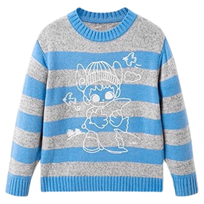 [羊毛衫]MINIPEACE太平鸟童装男童毛衫秋冬装撞色条纹套头针织衫
