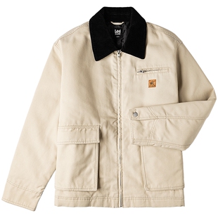 Lee舒适版撞色翻领拉链工装大口袋设计男款棉服外套潮