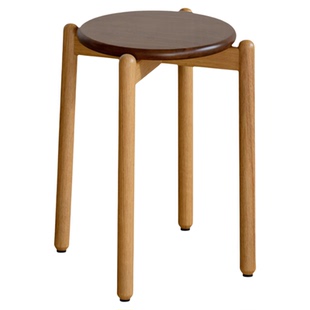 北极树实木圆凳堆叠凳卧室化妆凳餐厅可叠放凳子餐凳客厅矮凳板凳