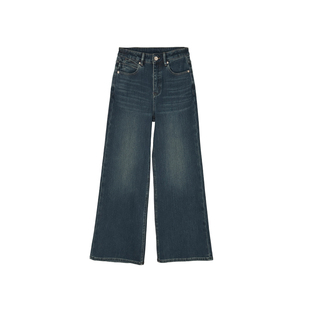 金标系列!~四面弹筒喇叭牛仔裤女秋冬新款加绒复古高腰显瘦长裤