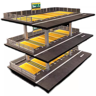 仿真停车库模型场景1/64美式快餐店停车场小汽车收纳合金汽车摆件