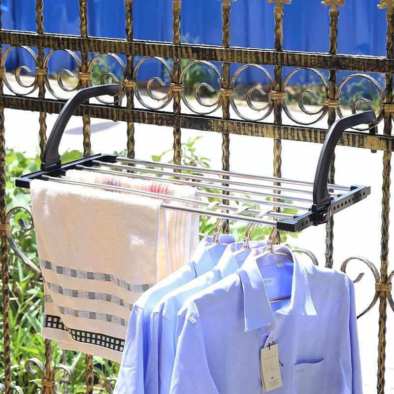 不锈钢管窗台折叠晾衣架阳台挂鞋架室内暖气片晾鞋架窗内外置物架