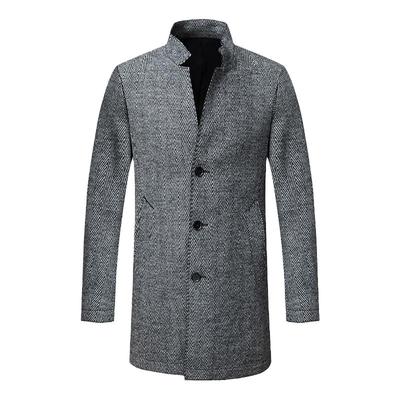 商务休闲中长款毛呢大衣立领