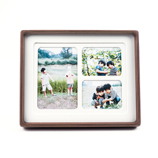 青空馆黑胡桃实木相框摆台定制8 10寸柚木A4照片挂墙宝宝周岁礼物