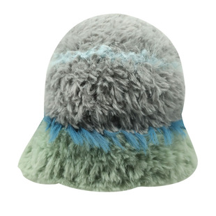 毛绒绒条纹帽子女显脸小针织帽保暖韩版可爱护耳毛线帽逛街大头围