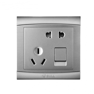 公牛开关插座暗装银色g19墙壁铝镁合金拉丝家用墙式面板带usb五孔