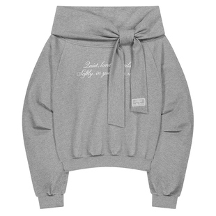 ILLIGO 26春新品蝴蝶结一字肩甜美风卫衣韩国代购