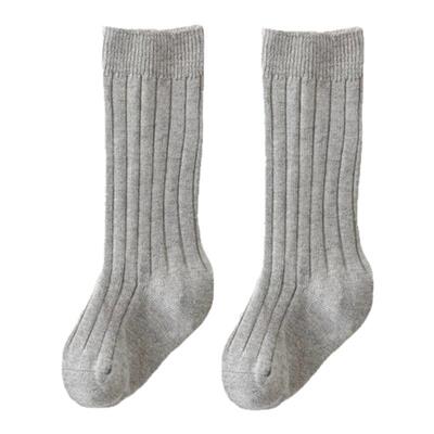 婴儿中筒袜西班牙坑条袜纯色棉袜