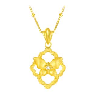 周大生DC灵动仙蝶项链纯银S925轻奢小众设计感锁骨链38妇女节礼物