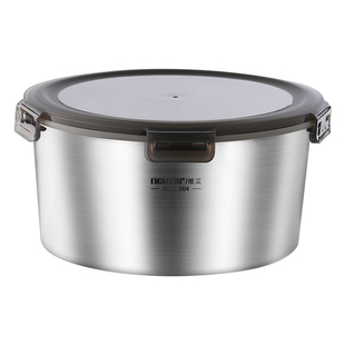 304不锈钢保鲜盒食品级圆形饭盒野餐盒水果便当盒密封带盖碗打包