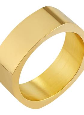 泰爱你时尚光面简约四方形戒指