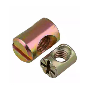 彩锌锤仔螺母家具书柜床螺丝双孔圆柱销打孔螺母双孔螺帽M6M8