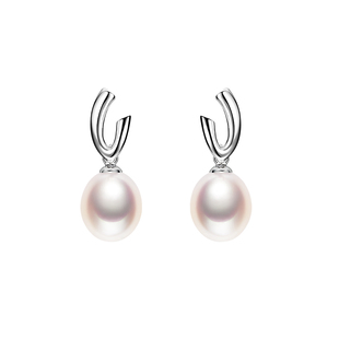 欧诗漫珠宝 925银淡水珍珠耳钉紫色粉色白色水滴形耳环耳饰 雅曼