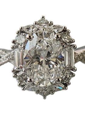 奢华设计款仿莫桑石椭圆戒指