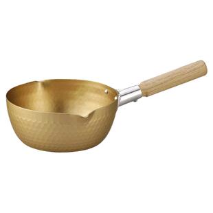 日本北陆金色雪平锅炸锅多功能小煮汤锅铝制日式锤纹木柄热奶锅