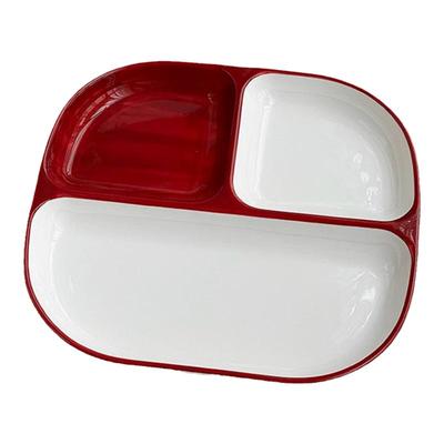 安木良品 出口订单 日式ins手绘釉下彩高温陶瓷定食早餐分格餐盘