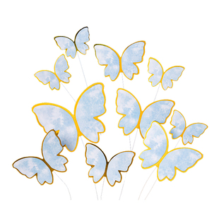 网红白色纸质蝴蝶烘焙蛋糕装饰插件生日派对甜品台唯美蝴蝶插牌